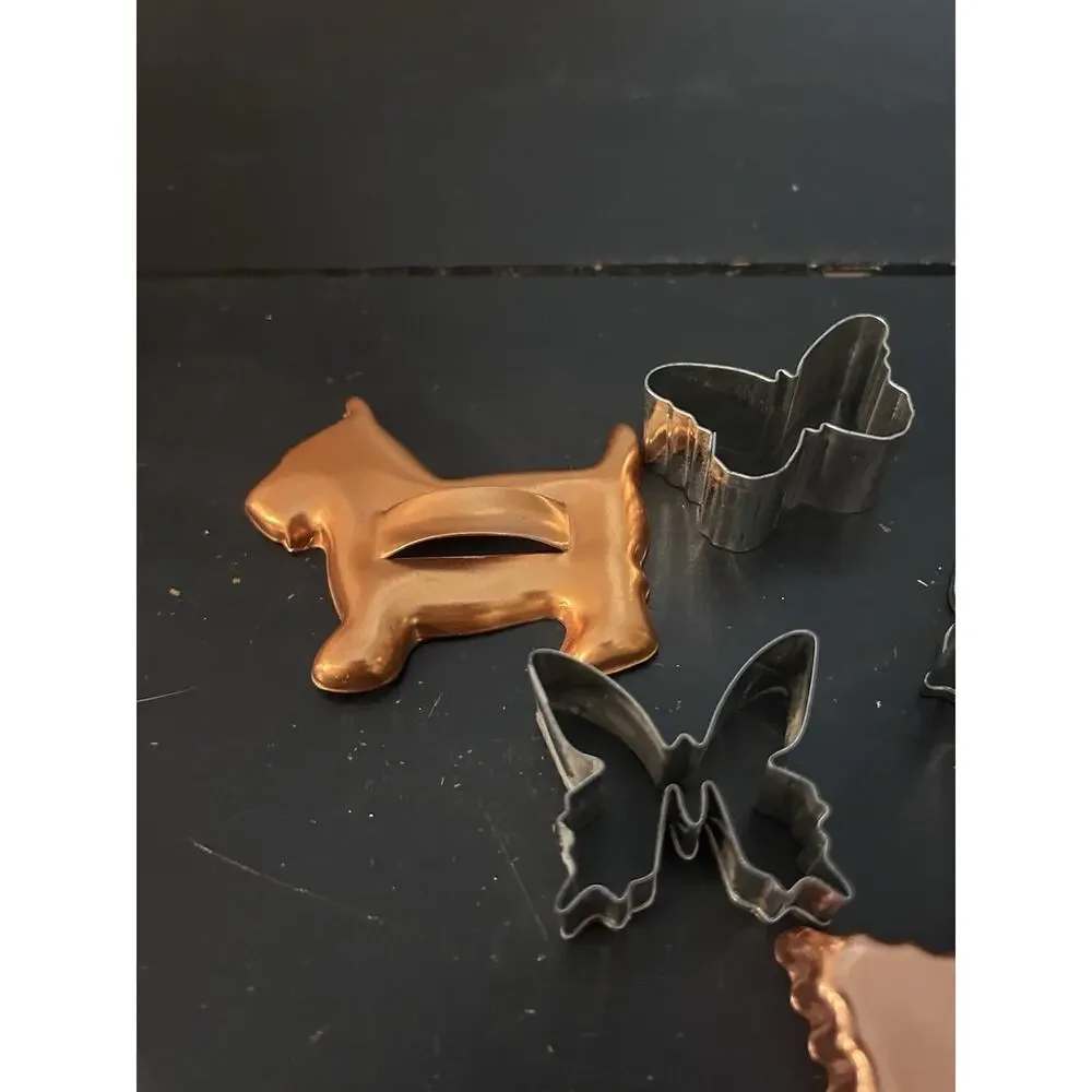 Vintage Metal Cookie Cutters Lot of 6 Butterfly Dog Bell Unbranded